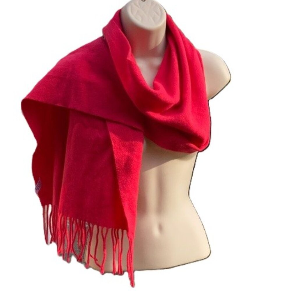 Red WOOL CASHMERE Super Soft Fringe Scarf by Enzo Mantovani NEW 12 x 66 inches